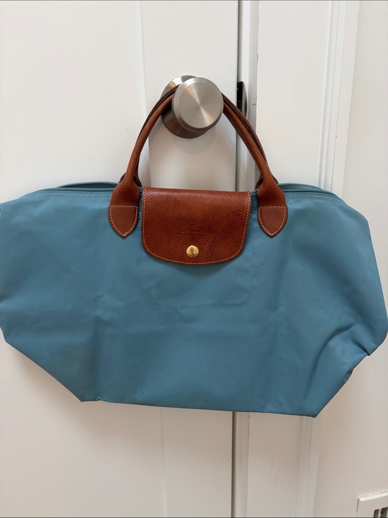 Longchamp Handbags - Longchamp Style Teal Tote with Brown Leather Trim